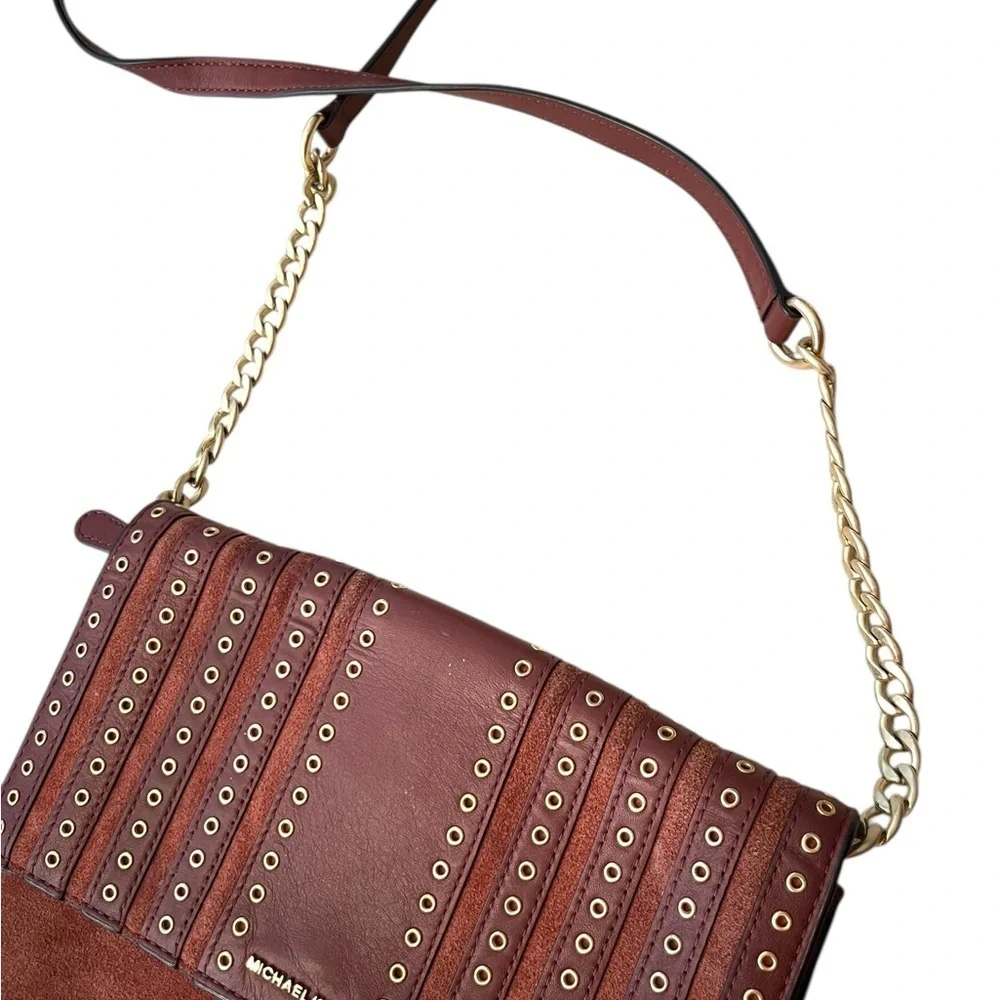 Michael Kors Brooklyn Grommet Crossbody Bag in Leather and Suede